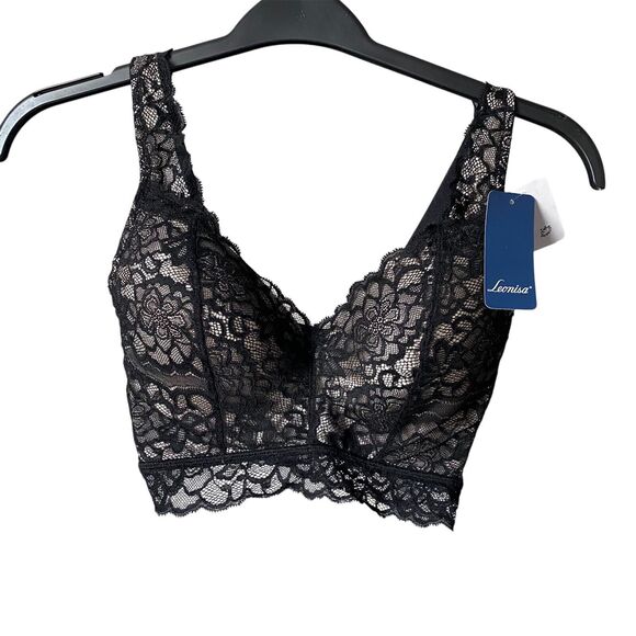 Leonisa Bra 34B Sexy Black Lace‎ Lingerie Bustier Padded Lined Designer - Picture 3 of 10